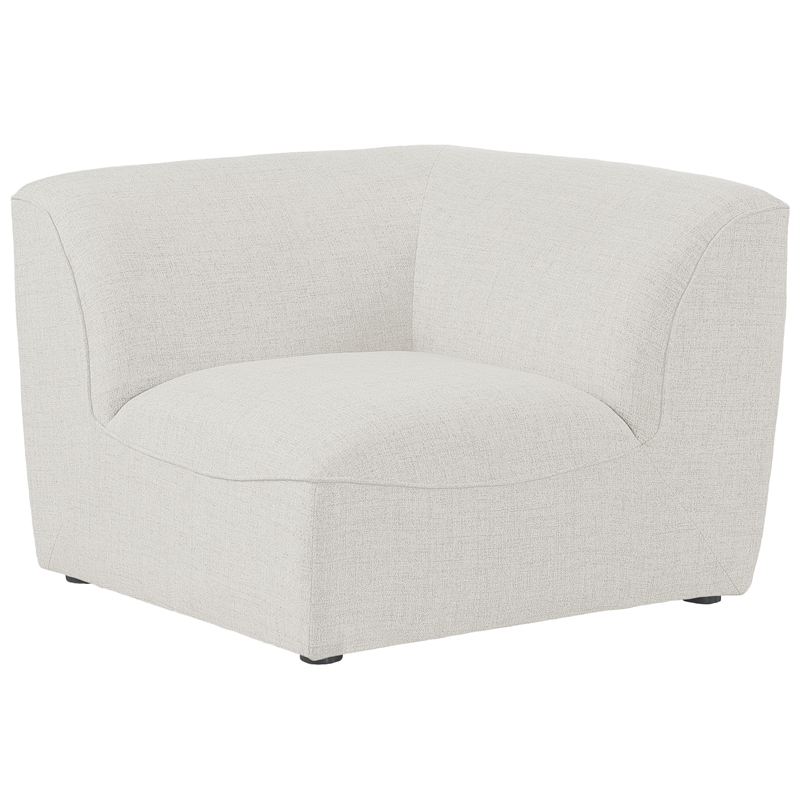 Bowery Hill Contemporary Upholstered Cream Durable Linen Textured Corner