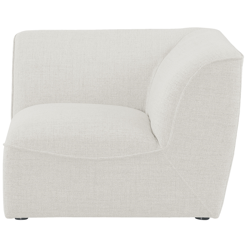 Bowery Hill Contemporary Upholstered Cream Durable Linen Textured Corner