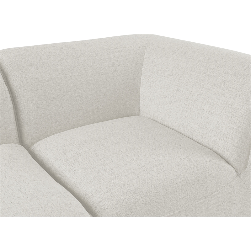 Bowery Hill Contemporary Upholstered Cream Durable Linen Textured Corner