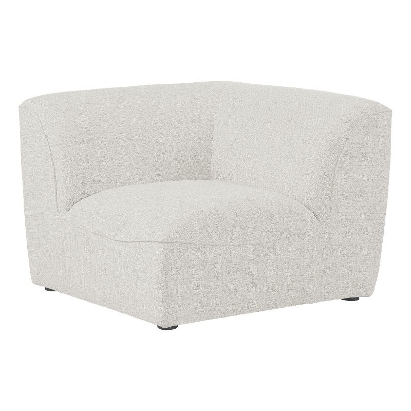 Bowery Hill Contemporary Upholstered Cream Durable Linen Textured Corner