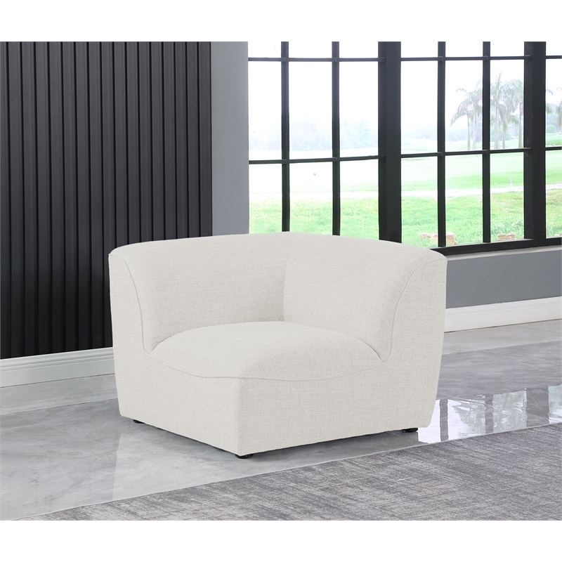 Bowery Hill Contemporary Upholstered Cream Durable Linen Textured Corner