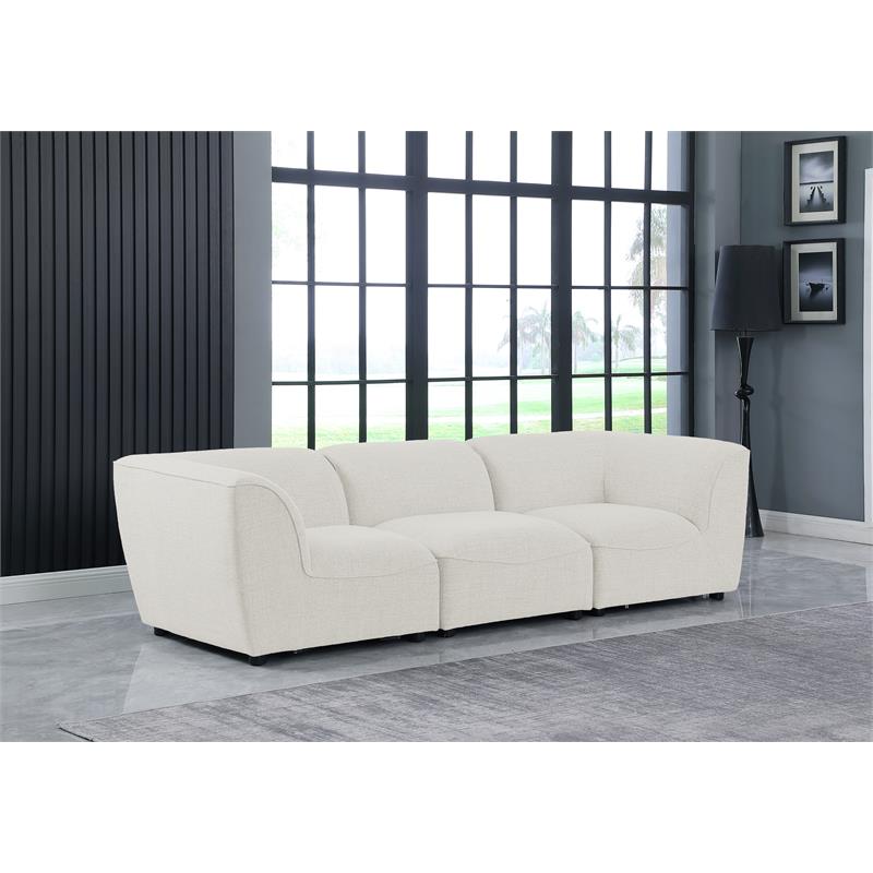 Bowery Hill Contemporary Upholstered Cream Durable Linen Textured Modular Sofa