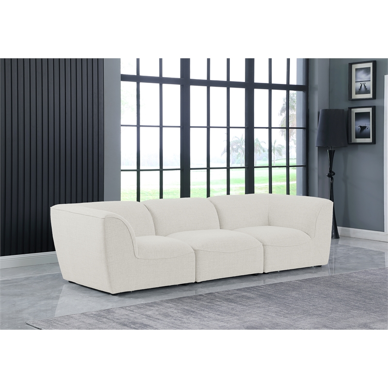 Bowery Hill Contemporary Upholstered Cream Durable Linen Textured Modular Sofa