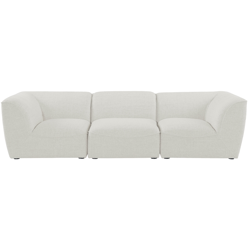 Bowery Hill Contemporary Upholstered Cream Durable Linen Textured Modular Sofa