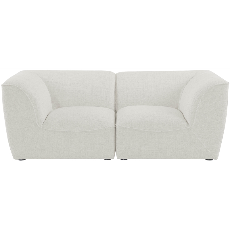 Bowery Hill Contemporary Upholstered Cream Durable Linen Textured Modular Sofa