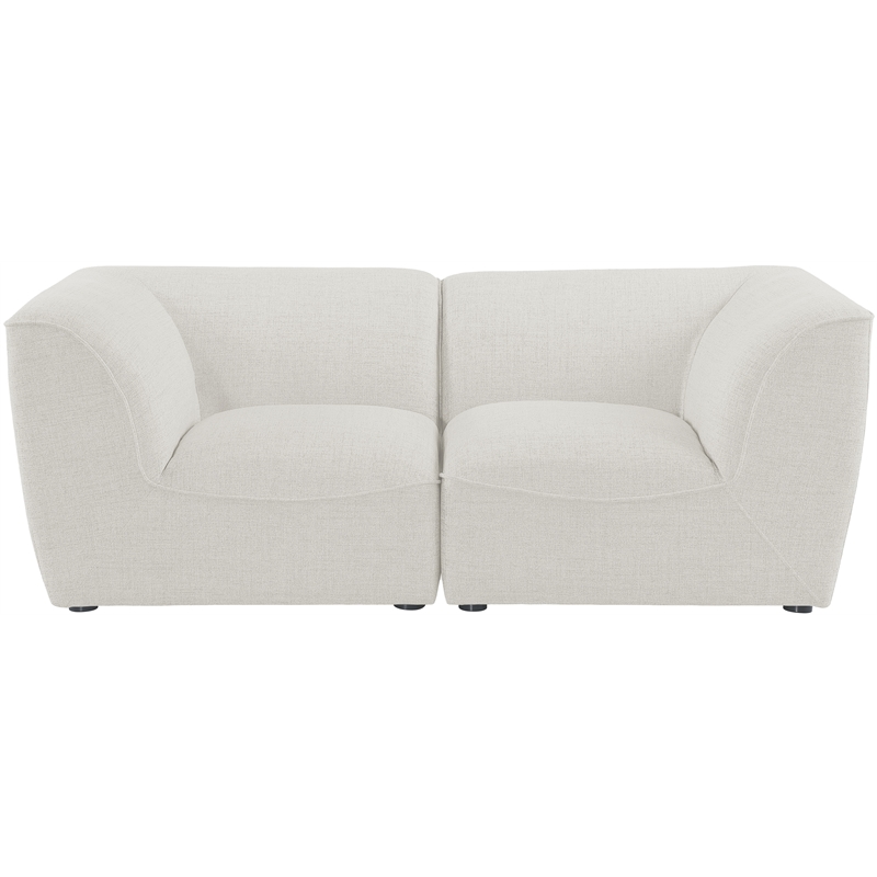 Bowery Hill Contemporary Upholstered Cream Durable Linen Textured Modular Sofa