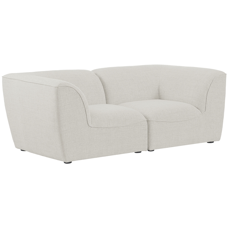 Bowery Hill Contemporary Upholstered Cream Durable Linen Textured Modular Sofa