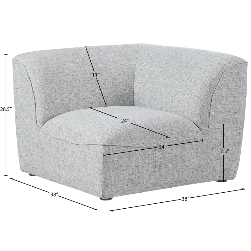 Bowery Hill Contemporary Upholstered Grey Durable Linen Textured Corner