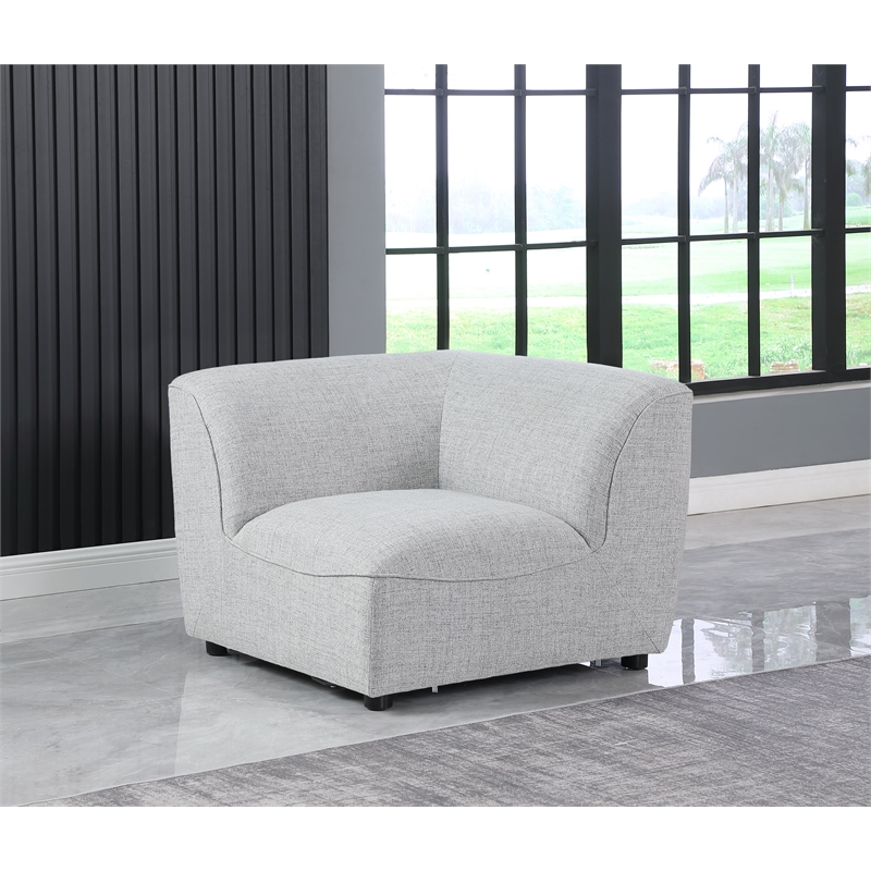 Bowery Hill Contemporary Upholstered Grey Durable Linen Textured Corner