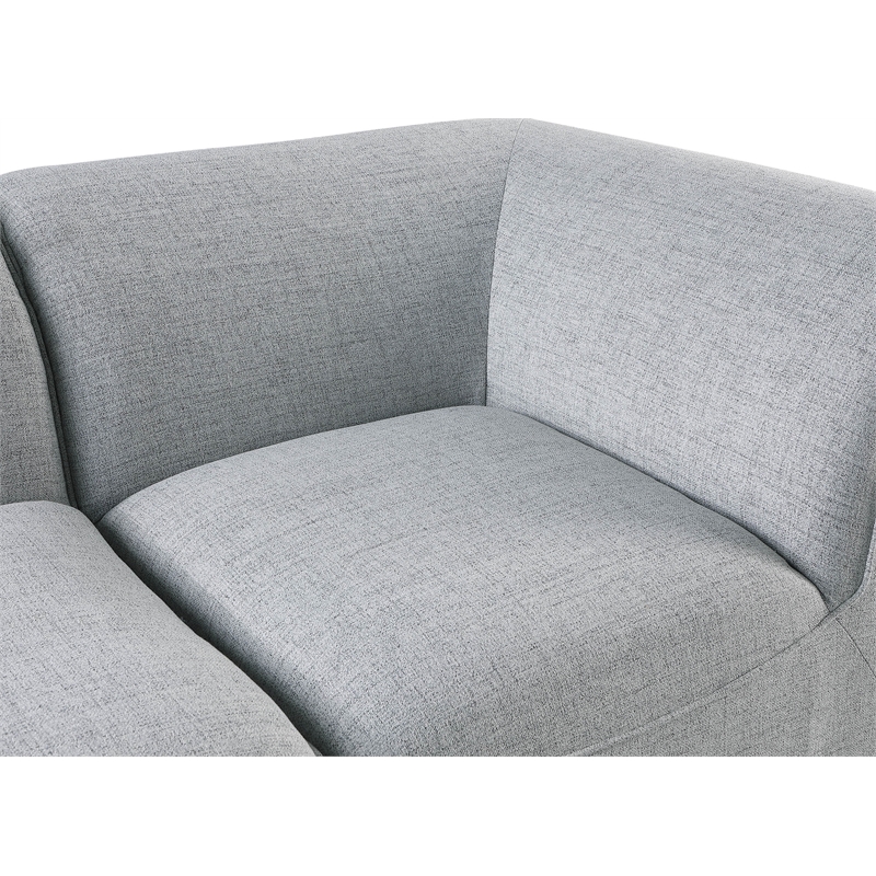 Bowery Hill Contemporary Upholstered Grey Durable Linen Textured Corner