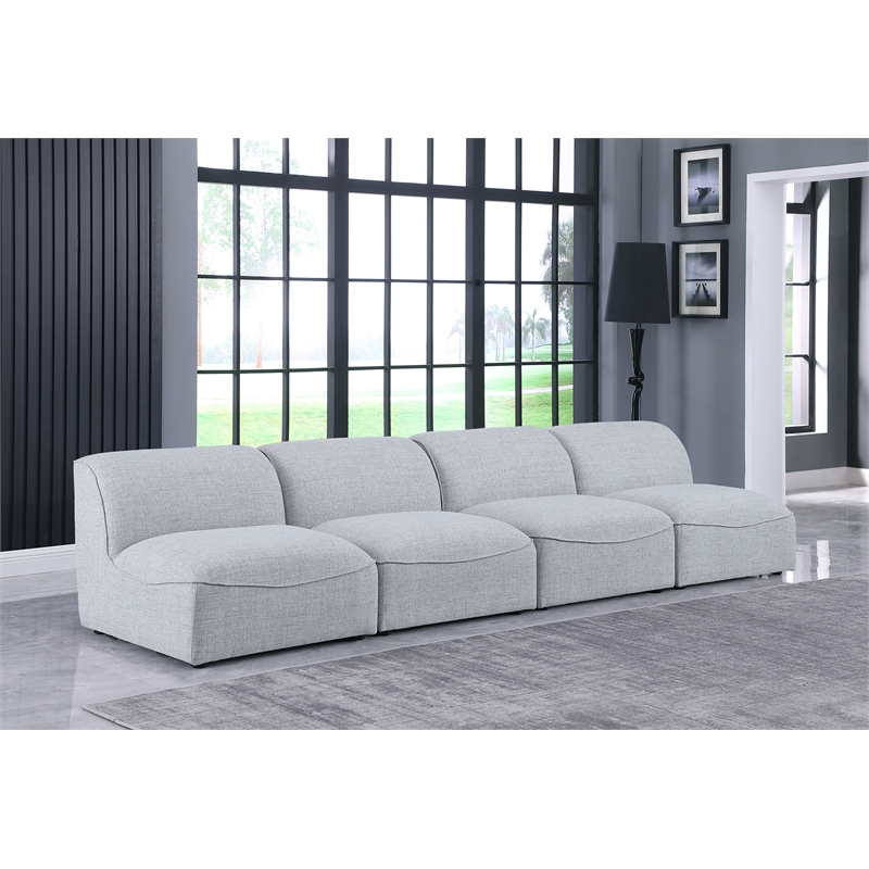 Bowery Hill Contemporary Upholstered Grey Durable Linen Textured Modular Sofa
