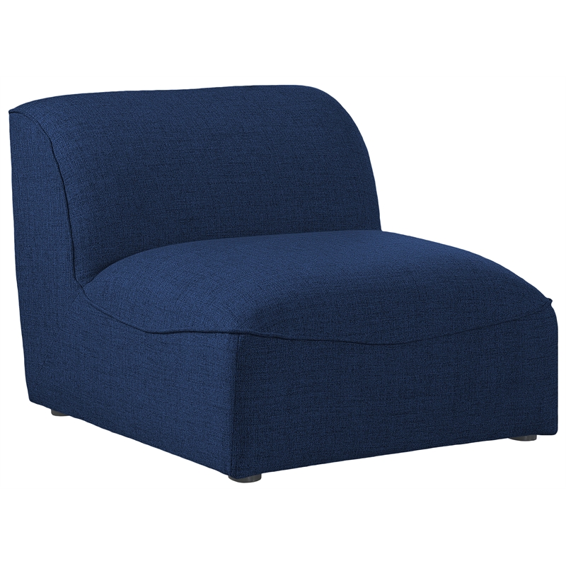 Bowery Hill Contemporary Upholstered Navy Durable Linen Textured Armless