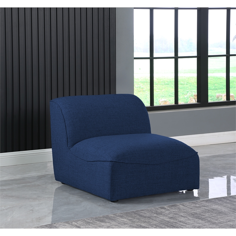 Bowery Hill Contemporary Upholstered Navy Durable Linen Textured Armless