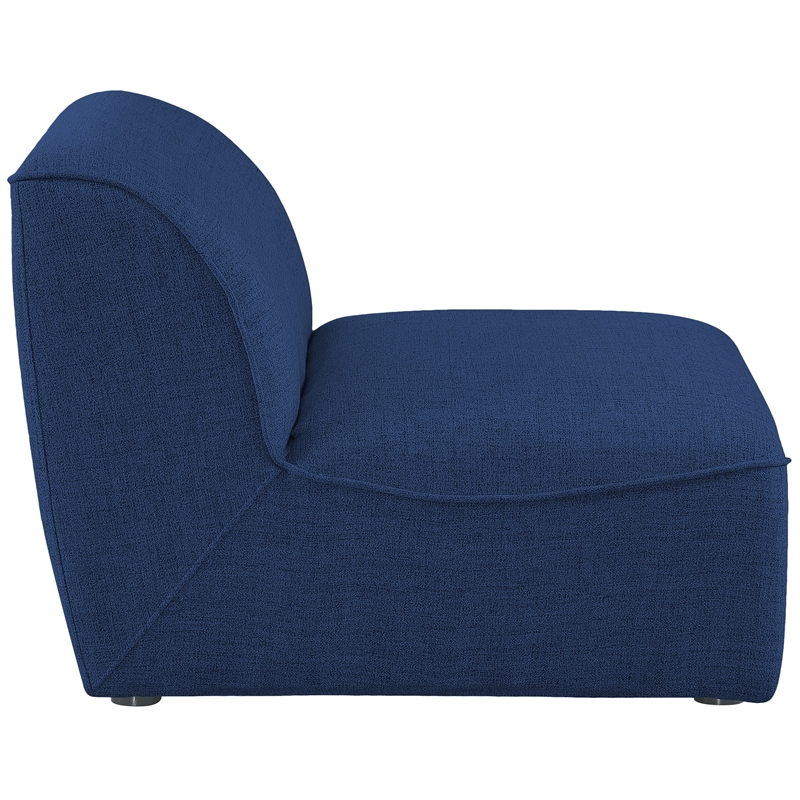 Bowery Hill Contemporary Upholstered Navy Durable Linen Textured Armless