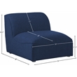 Bowery Hill Contemporary Upholstered Navy Durable Linen Textured Armless
