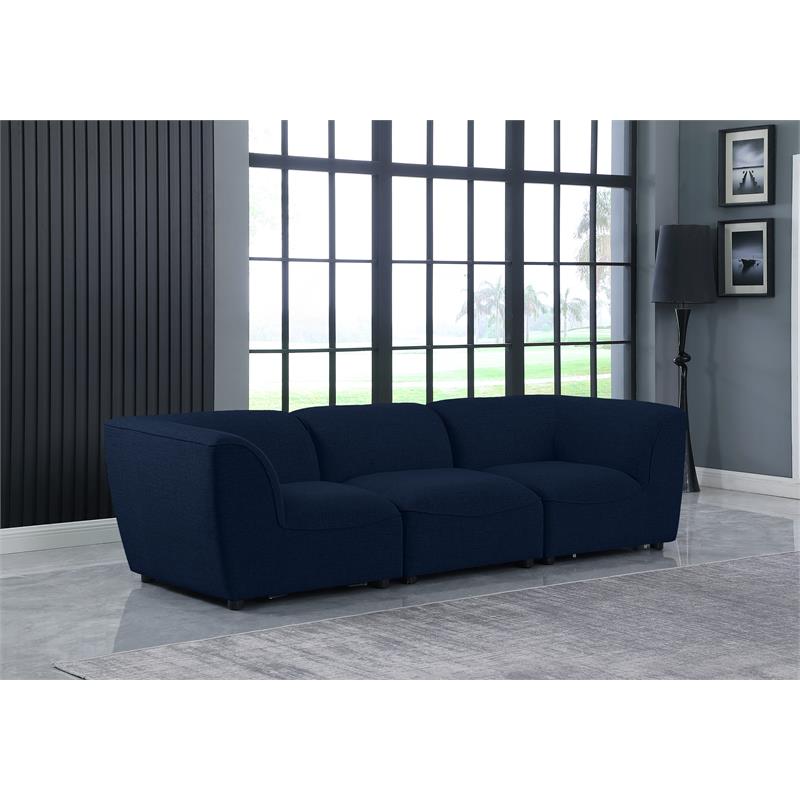 Bowery Hill Contemporary Upholstered Navy Durable Linen Textured Modular Sofa