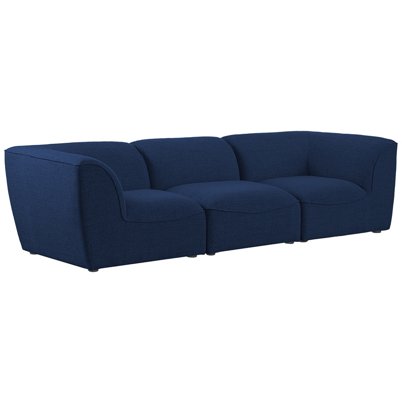 Bowery Hill Contemporary Upholstered Navy Durable Linen Textured Modular Sofa