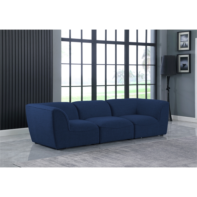 Bowery Hill Contemporary Upholstered Navy Durable Linen Textured Modular Sofa