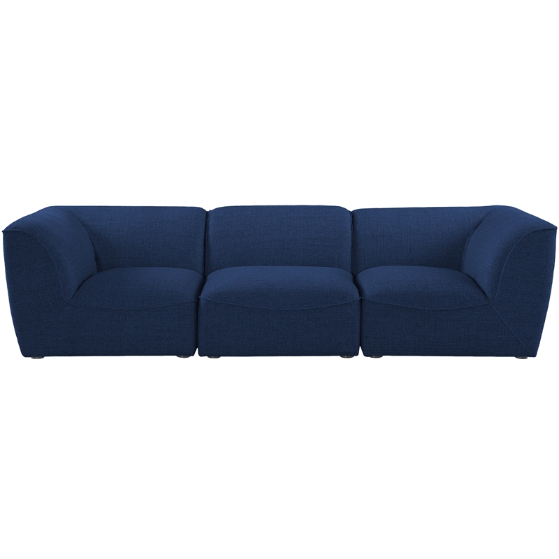 Bowery Hill Contemporary Upholstered Navy Durable Linen Textured Modular Sofa