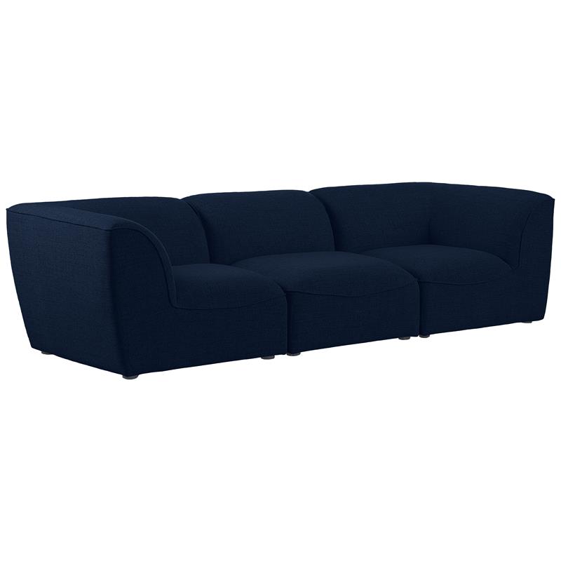 Bowery Hill Contemporary Upholstered Navy Durable Linen Textured Modular Sofa