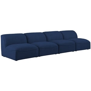 Bowery Hill Contemporary Upholstered Navy Durable Linen Textured Modular Sofa