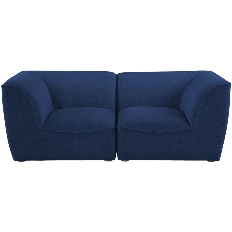 Bowery Hill Contemporary Upholstered Navy Durable Linen Textured Modular Sofa