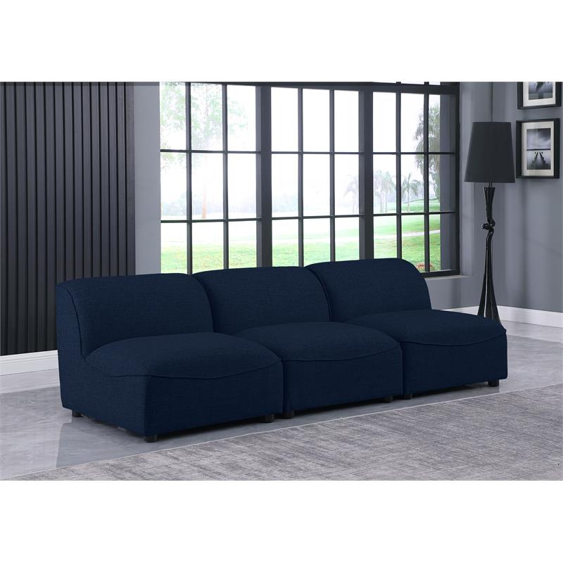 Bowery Hill Contemporary Upholstered Navy Durable Linen Textured Modular Sofa
