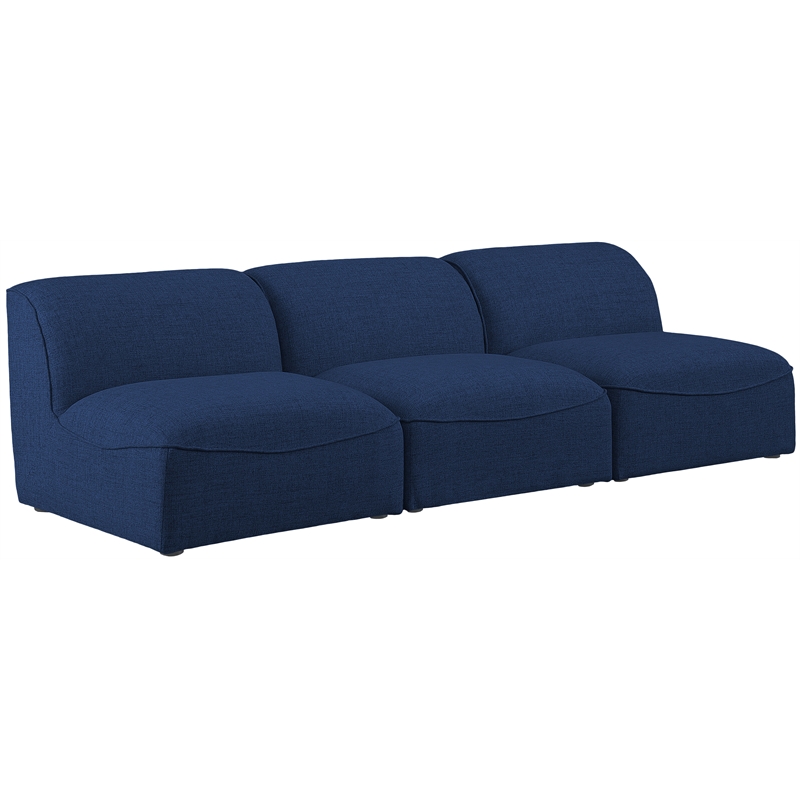Bowery Hill Contemporary Upholstered Navy Durable Linen Textured Modular Sofa