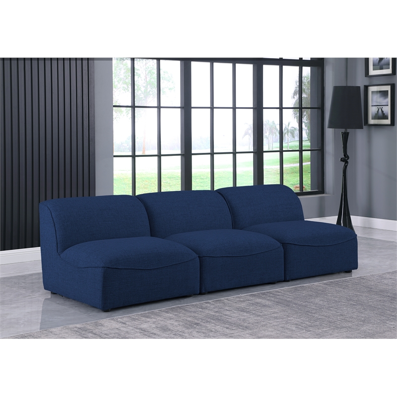 Bowery Hill Contemporary Upholstered Navy Durable Linen Textured Modular Sofa