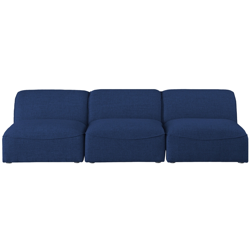 Bowery Hill Contemporary Upholstered Navy Durable Linen Textured Modular Sofa
