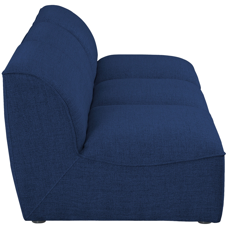 Bowery Hill Contemporary Upholstered Navy Durable Linen Textured Modular Sofa