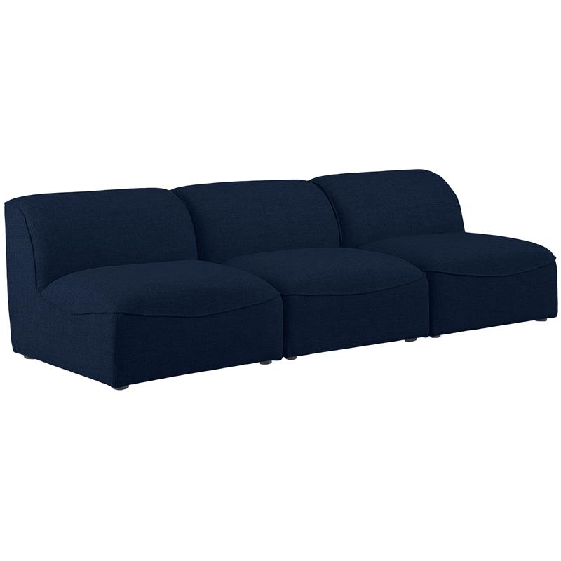 Bowery Hill Contemporary Upholstered Navy Durable Linen Textured Modular Sofa