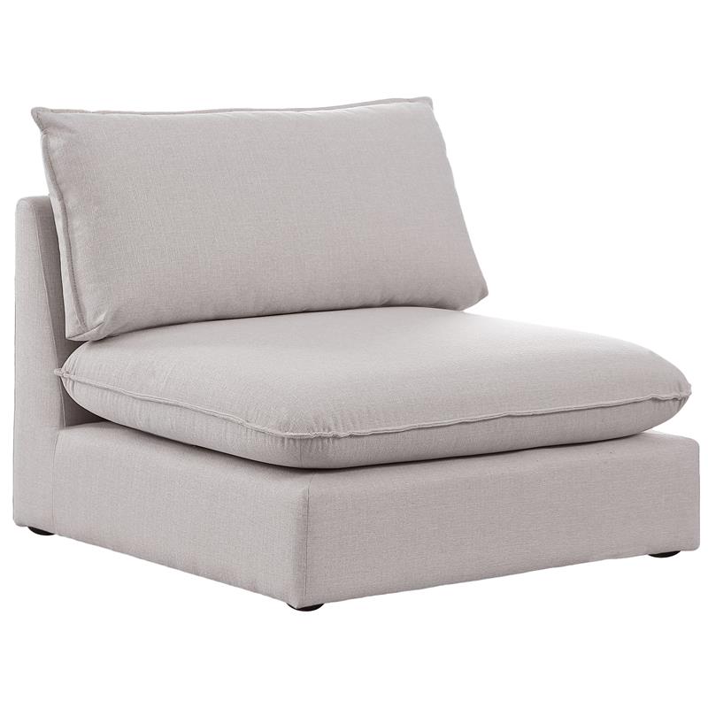Bowery Hill Contemporary Upholstered Beige Durable Linen Textured Armless