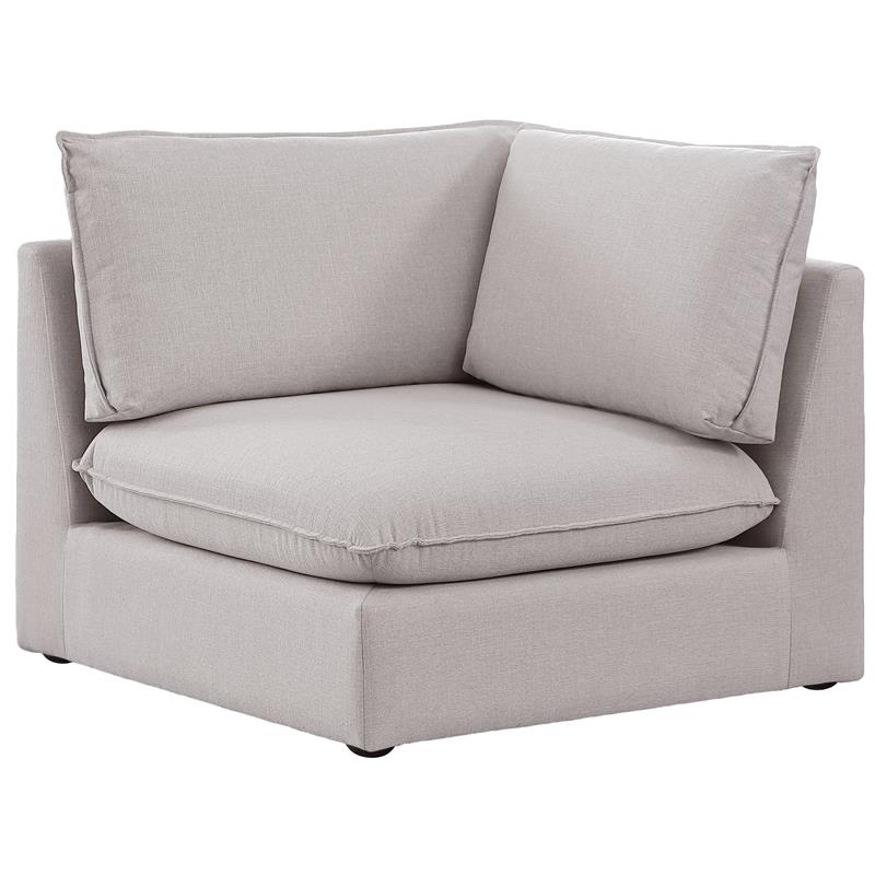 Bowery Hill Contemporary Upholstered Beige Durable Linen Textured Corner