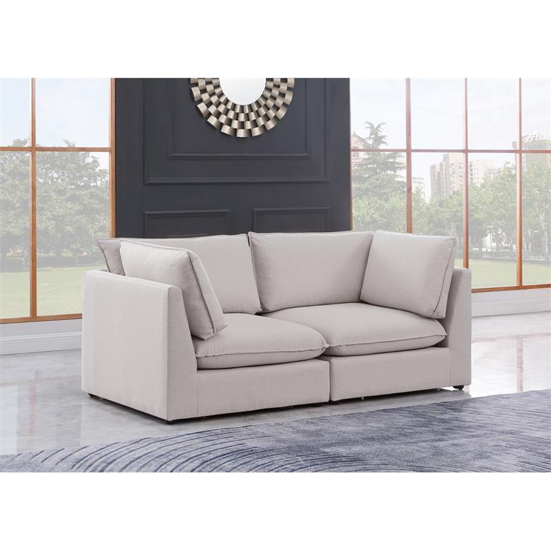 Bowery Hill Contemporary Upholstered Beige Durable Linen Textured Modular Sofa