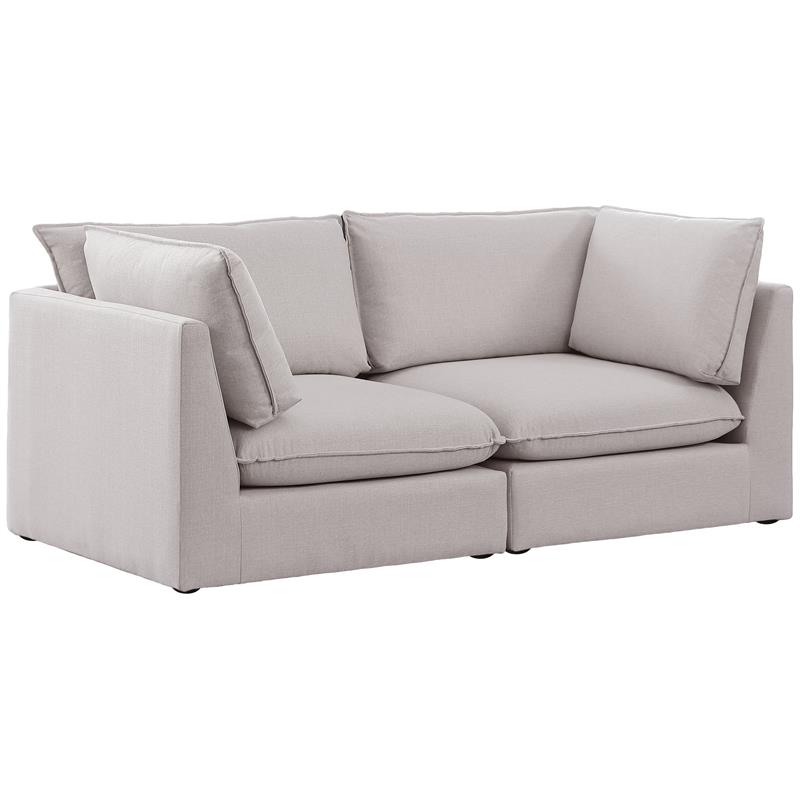 Bowery Hill Contemporary Upholstered Beige Durable Linen Textured Modular Sofa