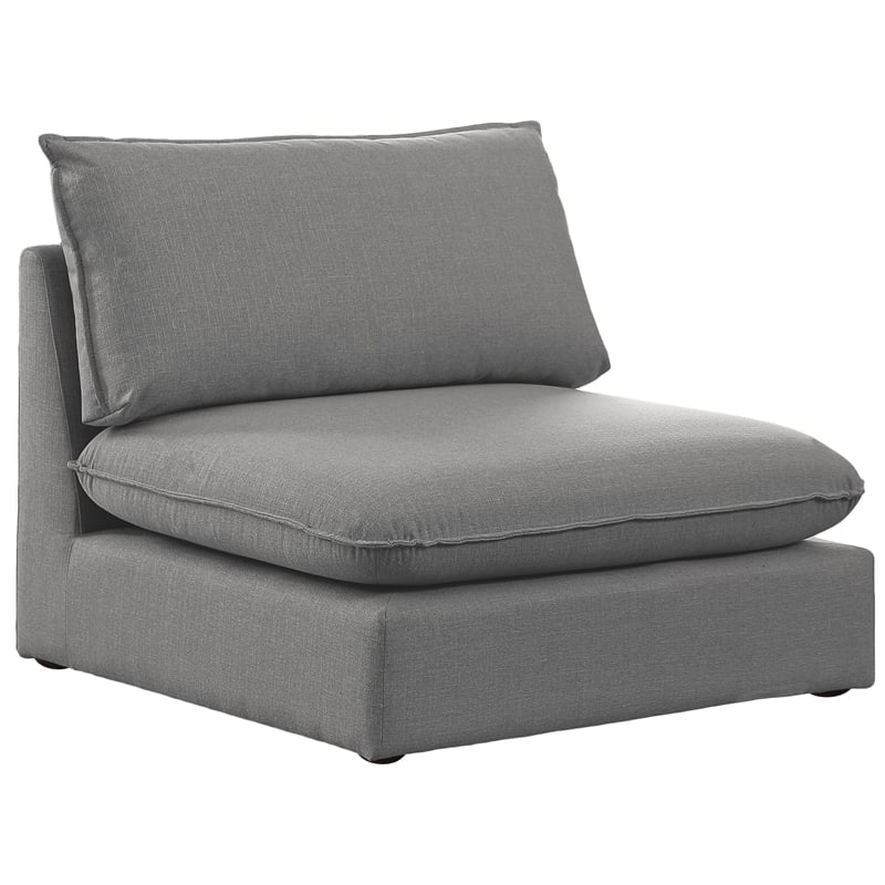 Bowery Hill Contemporary Upholstered Grey Durable Linen Textured Armless