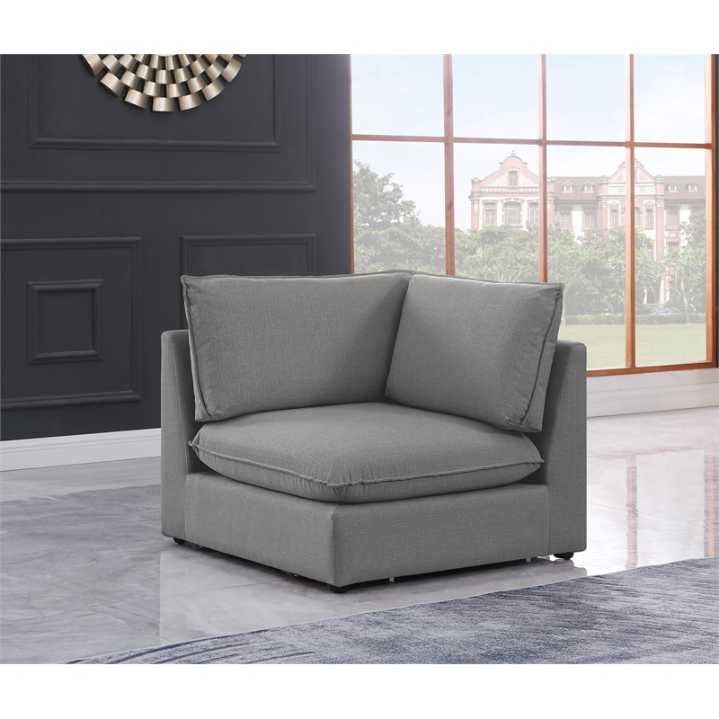 Bowery Hill Contemporary Upholstered Grey Durable Linen Textured Corner