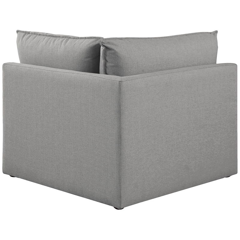 Bowery Hill Contemporary Upholstered Grey Durable Linen Textured Corner