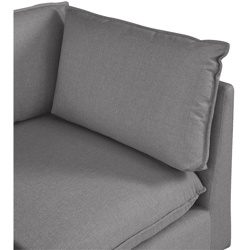 Bowery Hill Contemporary Upholstered Grey Durable Linen Textured Corner