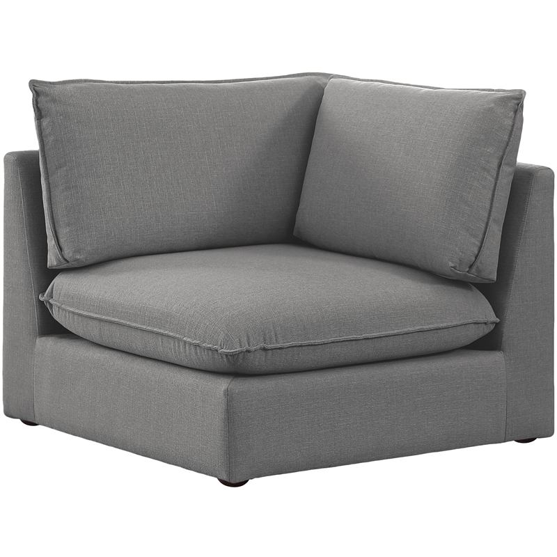 Bowery Hill Contemporary Upholstered Grey Durable Linen Textured Corner