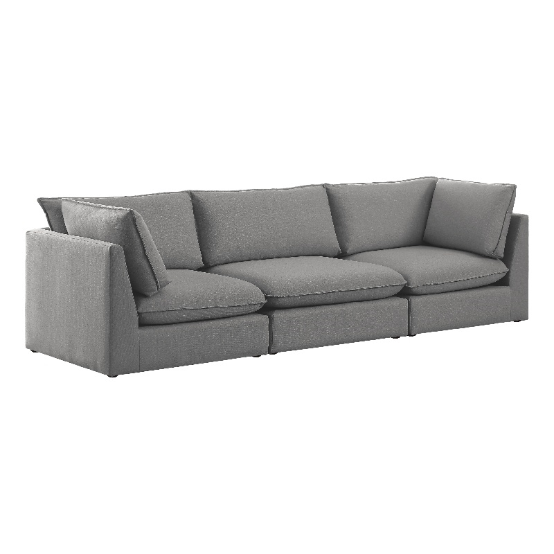 Bowery Hill Contemporary Upholstered Grey Durable Linen Textured Modular Sofa