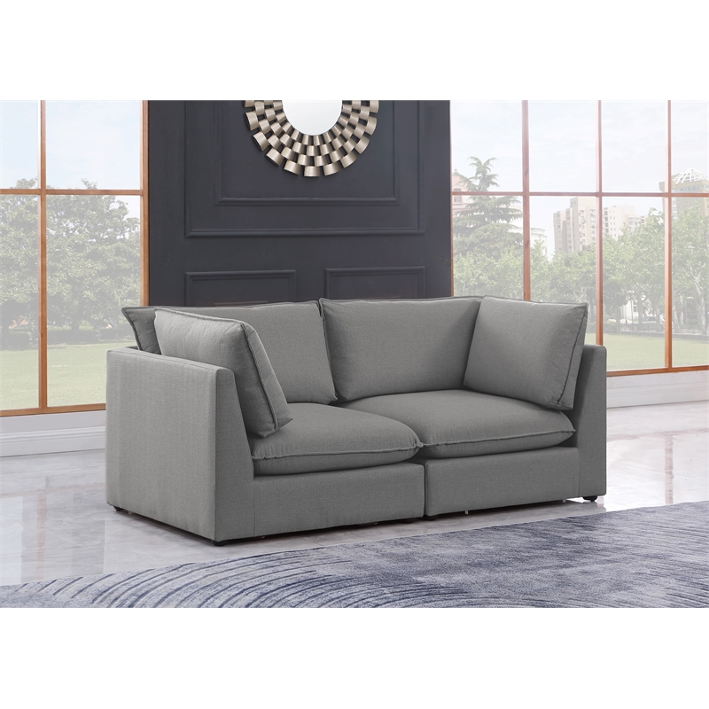 Bowery Hill Contemporary Upholstered Grey Durable Linen Textured Modular Sofa
