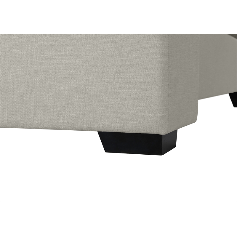 Bowery Hill Contemporary Beige Linen Textured Fabric Full Bed
