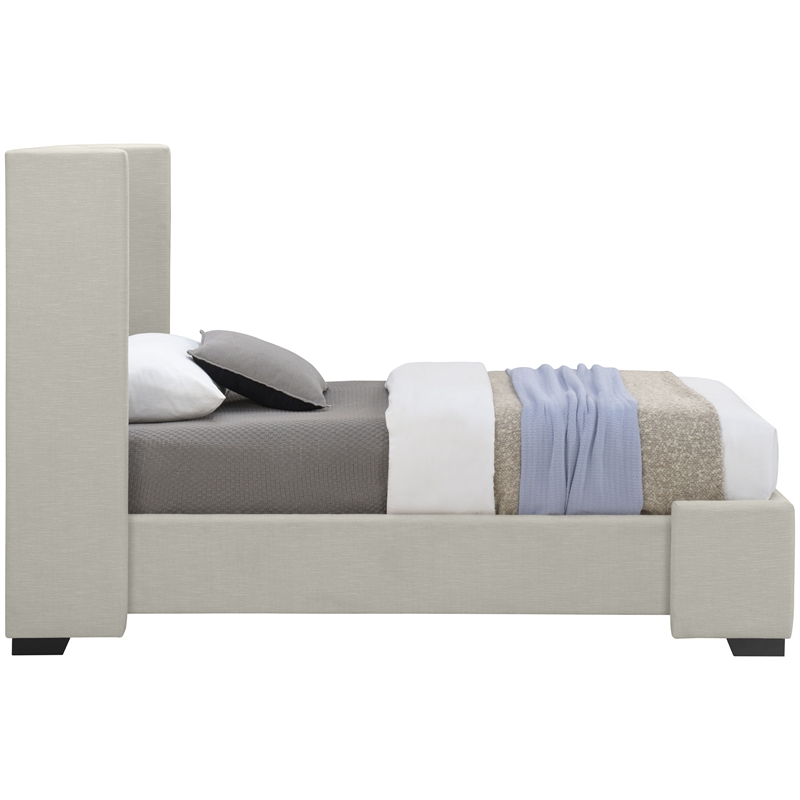 Bowery Hill Contemporary Beige Linen Textured Fabric Twin Bed