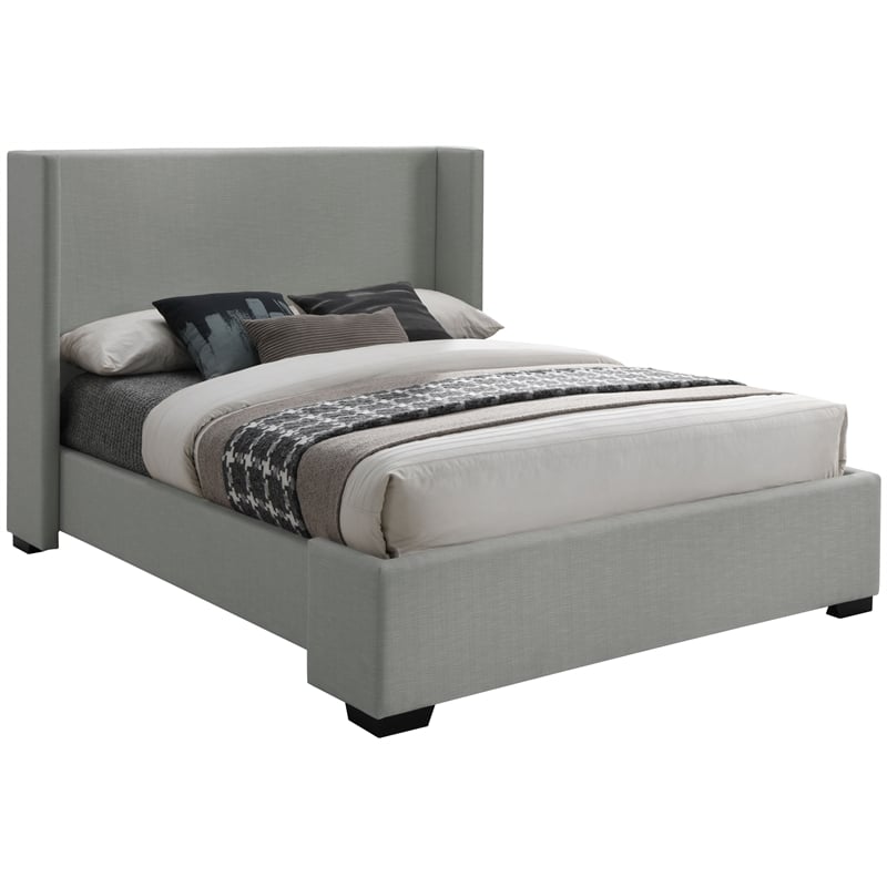 Bowery Hill Contemporary Grey Linen Textured Fabric Full Bed