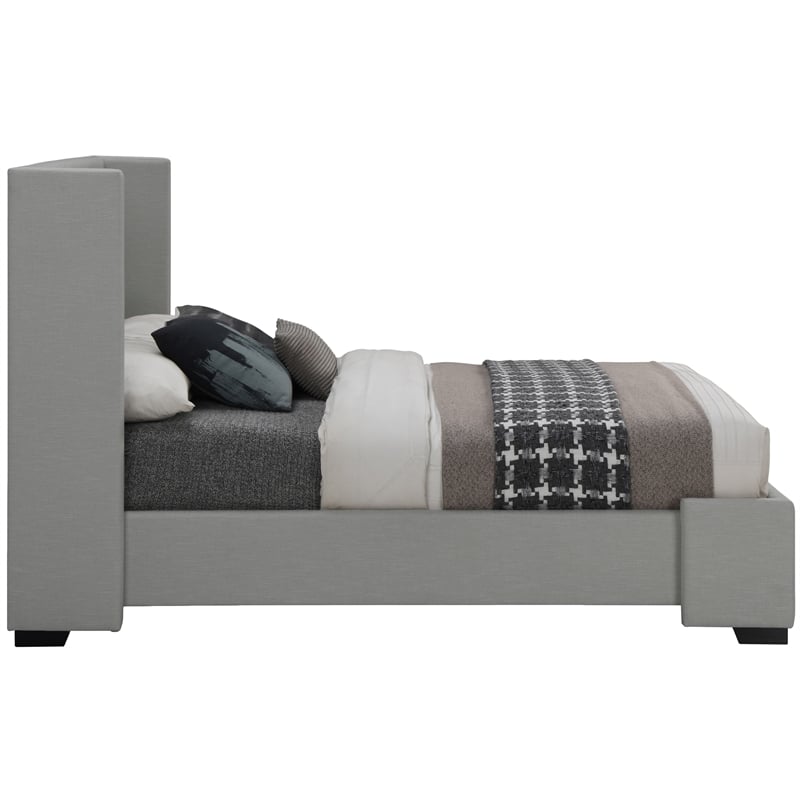Bowery Hill Contemporary Grey Linen Textured Fabric King Bed
