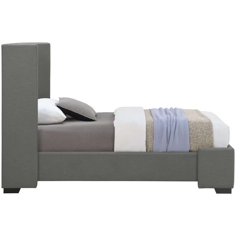 Bowery Hill Contemporary Grey Linen Textured Fabric Twin Bed