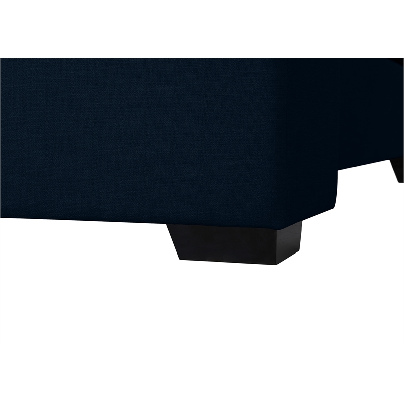 Bowery Hill Contemporary Navy Linen Textured Fabric Queen Bed