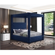 Bowery Hill Contemporary Deep Button Tufted Soft Navy Velvet Queen Bed